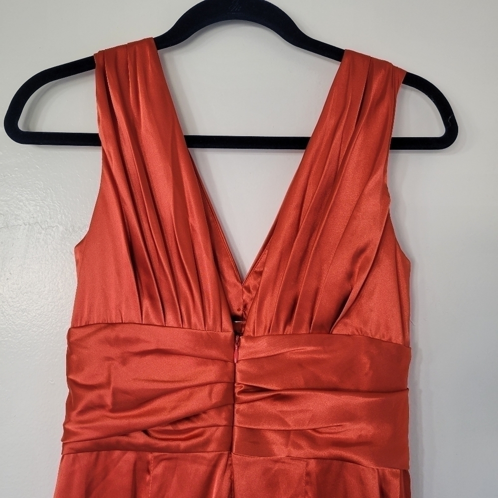 Eliza J Orange Satin Sleeveless Special Occasion Cocktail Dress Size 4 - Picture 3 of 10